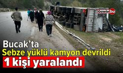 Sebze yüklü kamyon devrildi: 1 kişi yaralandı