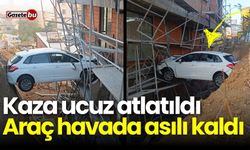 Kaza ucuz atlatıldı: Araç havada asılı kaldı!