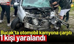 Bucak’ta otomobil kamyona çarptı: 1 kişi yaralandı