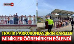 Trafik parkurunda şirin kareler: Minikler öğrenirken eğlendi