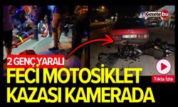 Feci Motosiklet Kazası Kamerada: 2 Genç Yaralı