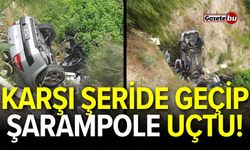 Karşı şeride geçip şarampole uçtu!
