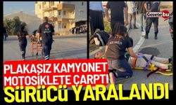 Plakasız Kamyonet Motosiklete Çarptı, Sürücü Yaralandı