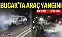 Bucak'ta araç yangını! Alevlere teslim oldu