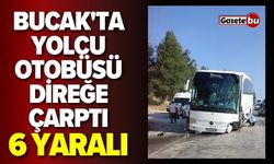 Bucak'ta yolcu otobüsü direğe çarptı: 6 yaralı