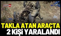 Takla atan araçta 2 kişi yaralandı!