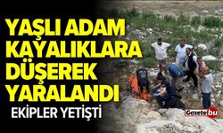 Kayalıklara düşen yaşlı adam yaralandı