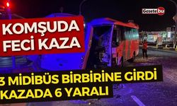 3 midibüs birbirine girdi, ortalık savaş alanına döndü: 6 yaralı