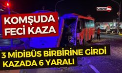 3 midibüs birbirine girdi, ortalık savaş alanına döndü: 6 yaralı