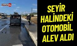 Alanya’da seyir halindeki Fiat otomobil alev aldı