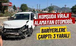 Komşuda virajı alamayan otomobil bariyerlere çarptı: 3 yaralı