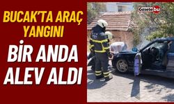 Bucak'ta Araç Yangını Bir Anda Alev Aldı