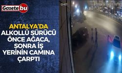 Antalya’da alkollü sürücü önce ağaca, sonra iş yerinin camına çarptı