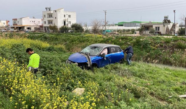 Mersin'de Yoldan Çıkan Otomobil Ağaca Çarptı, 2 Yaralı