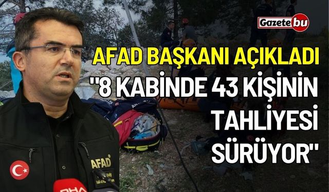 AFAD Başkanı açıkladı: "8 kabinde 43 kişinin tahliyesi sürüyor"