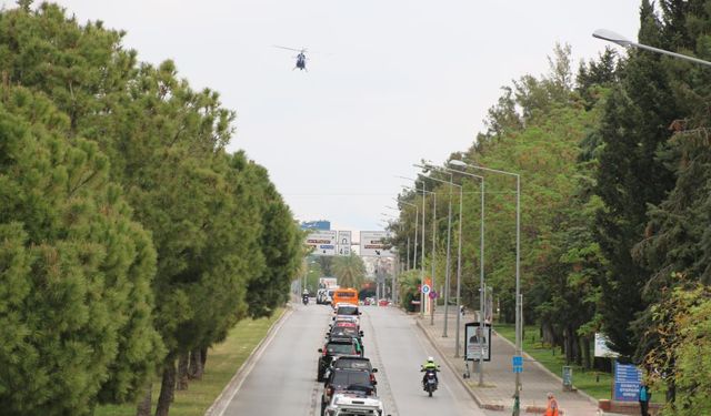 Antalya’da helikopter destekli polis korteji