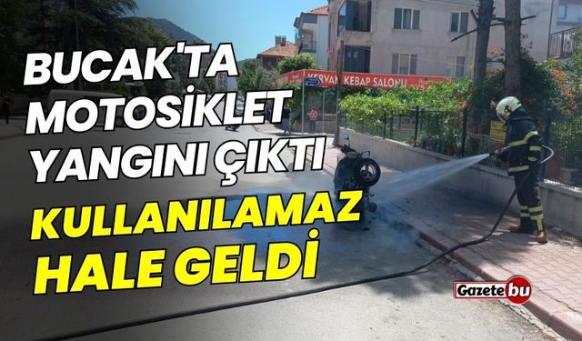 Bucak'ta motosiklet yangını çıktı