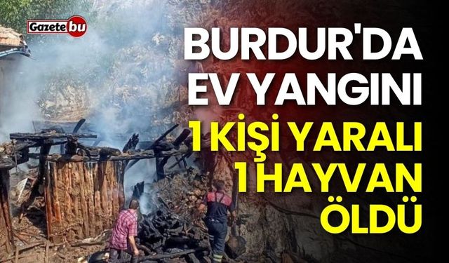 Burdur'da ev yangını: 1 kişi yaralandı, 1 hayvan telef oldu