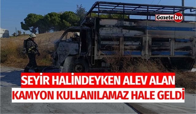 Seyir halindeyken alev alan kamyon kullanılamaz hale geldi