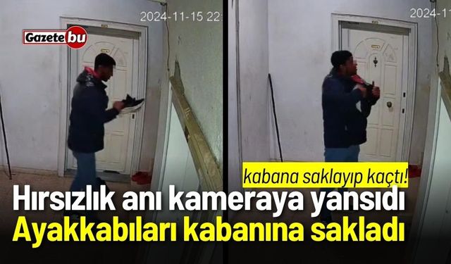 Hırsızlık anı kameraya yansıdı! Ayakkabıları kabanına sakladı