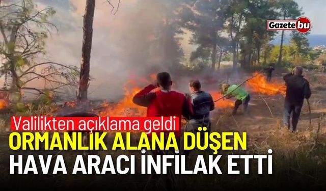 Ormanlık alana düşen hava aracı infilak etti