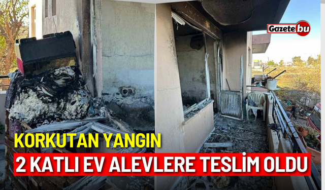 Korkutan yangın: 2 katlı ev alevlere teslim oldu