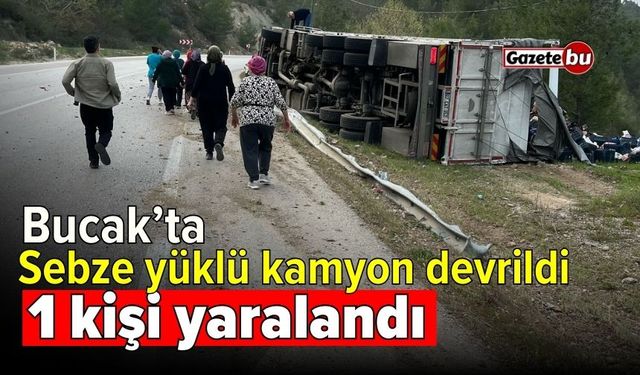 Sebze yüklü kamyon devrildi: 1 kişi yaralandı