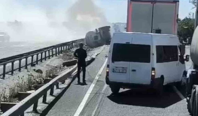 Mardin’de akaryakıt tankeri devrildi: 1 ölü, 1 yaralı