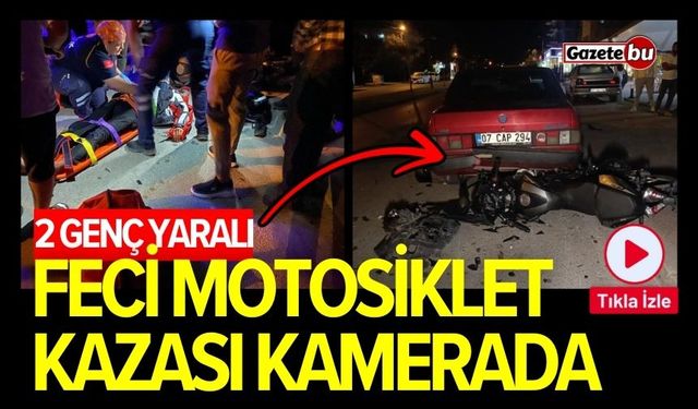 Feci Motosiklet Kazası Kamerada: 2 Genç Yaralı