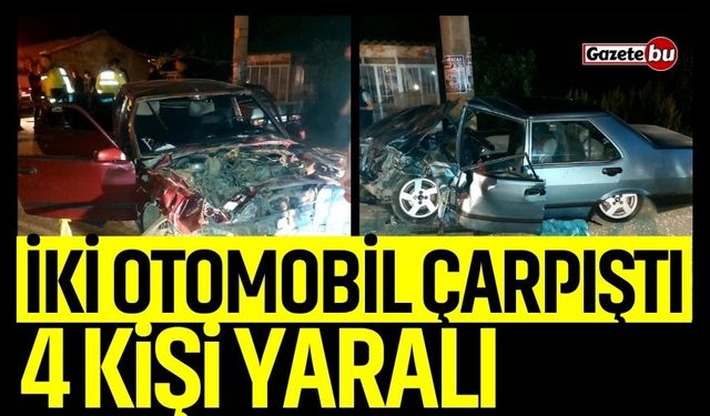 İki Otomobil Çarpıştı: 4 Yaralı