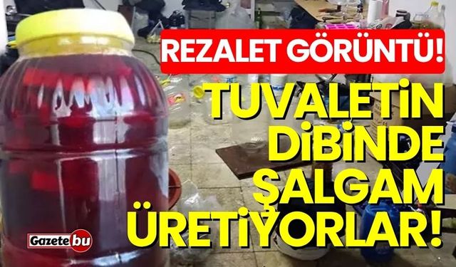 Rezalet görüntü! Tuvaletin dibinde şalgam üretiyorlar...