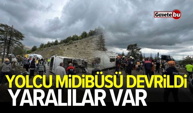 Yolcu midibüsü devrildi! Yaralılar var