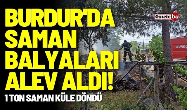 Burdur'da saman balyaları alev aldı! 1 ton saman küle döndü