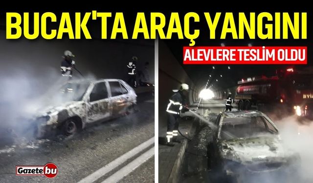 Bucak'ta araç yangını! Alevlere teslim oldu