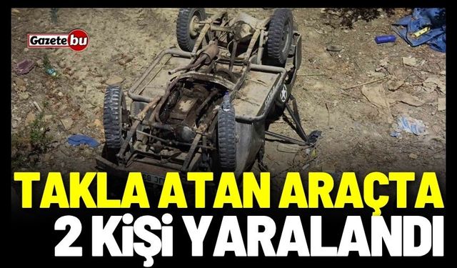 Takla atan araçta 2 kişi yaralandı!