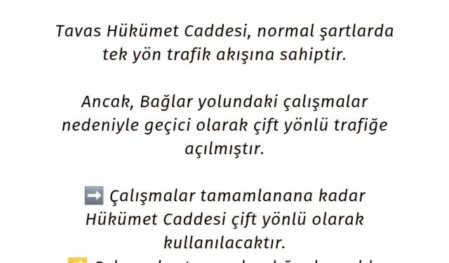 Tavas’ta yol çalışması dolayısıyla yol güzergahları değişti
