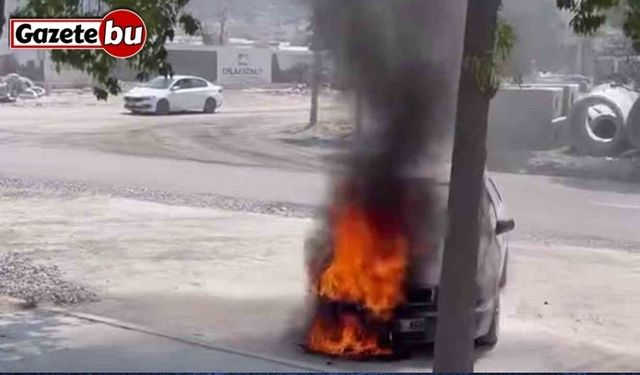 Yanan otomobilin imdadına beton mikseri yetişti