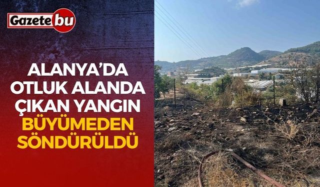 Alanya’da otluk alanda çıkan yangın büyümeden söndürüldü