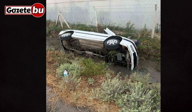Otomobil sulama kanalına uçtu