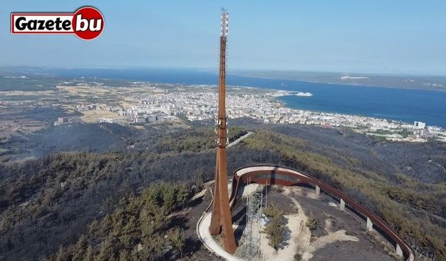 Çanakkale’de yaşanan orman yangınında yanan yerler dron ile görüntülendi
