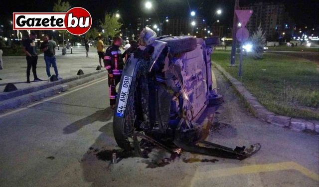 Malatya’da kontrolden çıkan araç yan yattı: 1 yaralı