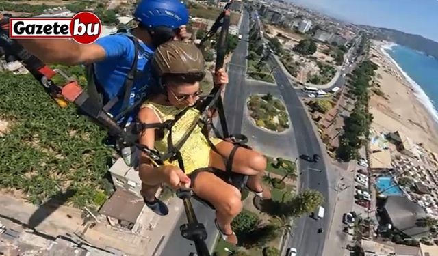 Trafik kazası yamaç paraşütü kamerasında