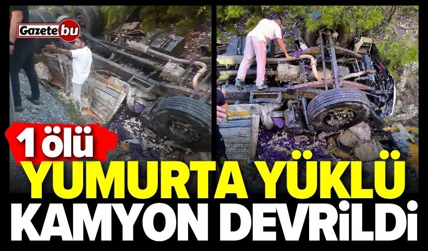 Yumurta yüklü kamyon devrildi! 1 ölü
