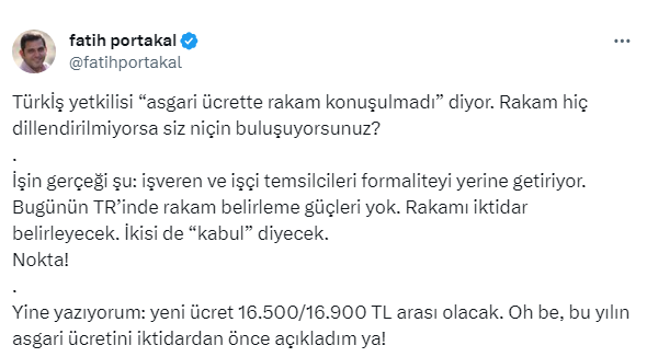 Fatih Portakal Asgari Ücret