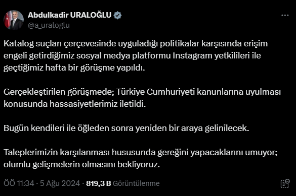 Bakan Uraloğlu 5 Ağustos