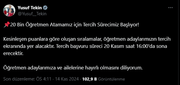 20 Bin Öğretmen Ataması İçin Tercih Süreci Başladı!