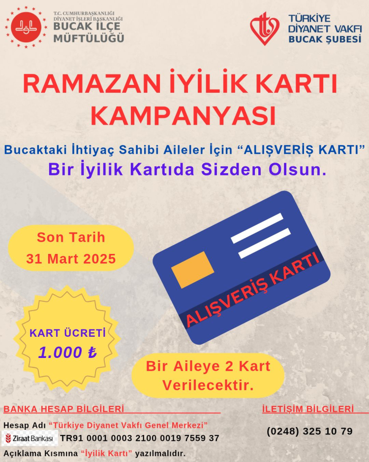 Bucak Müftülüğü, Ramazan Için Yardım Kartı Kampanyası Başlattı